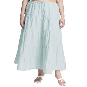 ELOQUII Women's Plus Size Tiered Maxi Skirt