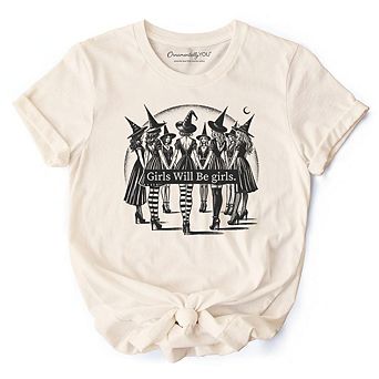 Girls Will Be Girls T-Shirt, Witchy Halloween Tee for Empowered Women