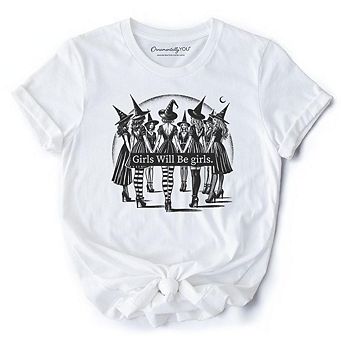 Girls Will Be Girls T-Shirt, Witchy Halloween Tee for Empowered Women