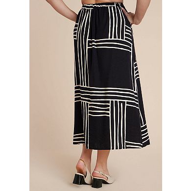 ELOQUII Women's Plus Size Wrapover Printed Skirt