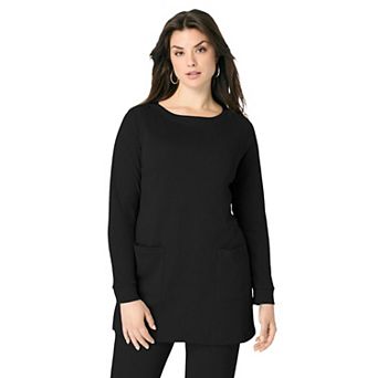 Roaman's Women's Plus Size Snap Button Boatneck Soft Knit Tunic