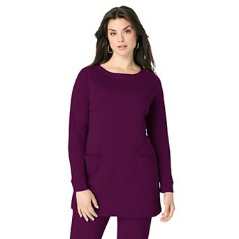 Roaman's Women's Plus Size Snap Button Boatneck Soft Knit Tunic