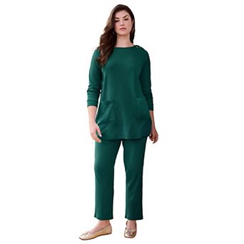 Roaman's Women's Plus Size Snap Button Boatneck Soft Knit Tunic