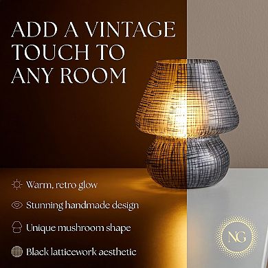 Next Glow Mushroom Lamp Retro Funky Mushroom Black Table Lamp, Dimmable LED, E26 Socket 120v