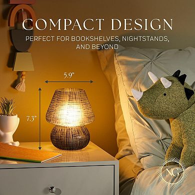 Next Glow Mushroom Lamp Retro Funky Mushroom Black Table Lamp, Dimmable LED, E26 Socket 120v