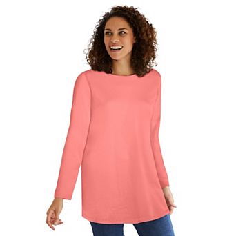 Woman Within Plus Size Perfect Long-Sleeve Crewneck Tunic