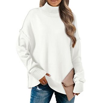 Women Pullover Sweaters Mock Neck Long Sleeve Casual Loose Oversized Sweater Tops