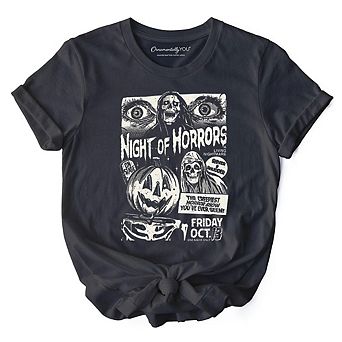 Night of Horrors Retro Halloween T-Shirt, Vintage Poster Tee for Spooky Season Fans