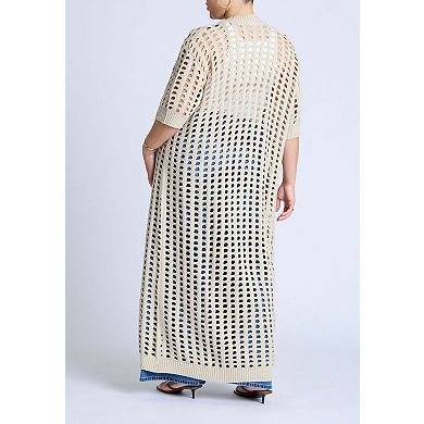 ELOQUII Women's Plus Size Open Stitch Cardigan Duster