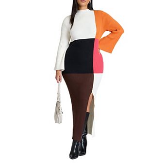 ELOQUII Women's Plus Size Colorblocked Maxi Dress