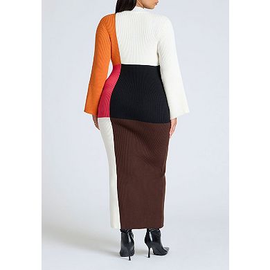 ELOQUII Women's Plus Size Colorblocked Maxi Dress