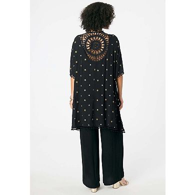 Roaman's Women's Plus Size Crochet-Detailed wrap