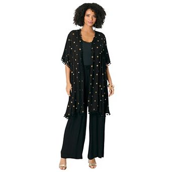 Roaman's Women's Plus Size Crochet-Detailed wrap