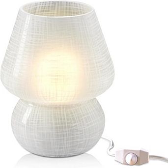 Next Glow Mushroom Lamp - Retro Funky Aesthetic LED White Table Lamp, Dimmable E26 Socket Bulb