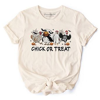 Chick or Treat Spooky T-Shirt, Halloween Chicken Tee for Country Life Enjoyers