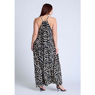 ELOQUII Women's Plus Size Hardware Detail Trapeze Maxi Dress