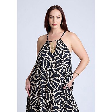 ELOQUII Women's Plus Size Hardware Detail Trapeze Maxi Dress