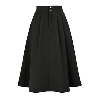 Womens Midi Skirts High Waisted Flowy A-Line Casual Long Skirt with Pockets