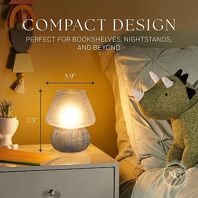 Next Glow Mushroom Lamp - Blue Retro Funky Aesthetic LED Table Lamp, Modern Dimmable E26 Socket