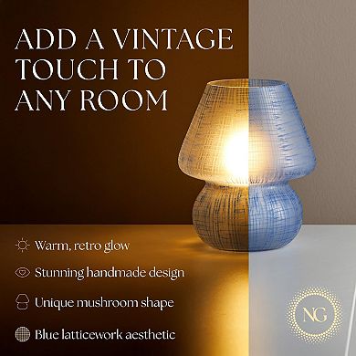 Next Glow Mushroom Lamp - Blue Retro Funky Aesthetic LED Table Lamp, Modern Dimmable E26 Socket