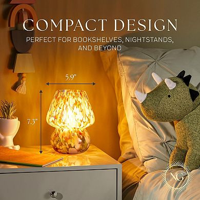 Next Glow Mushroom Lamp Modern Colorful Glass LED Light with Dimmer for Bedroom & Desk Décor