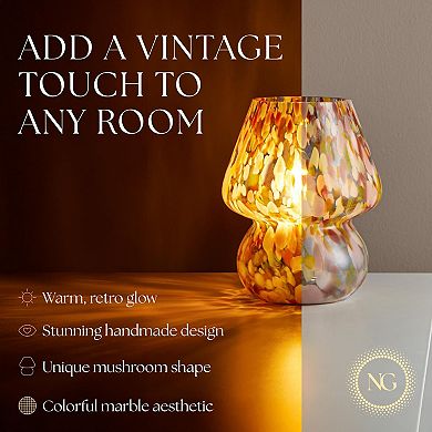 Next Glow Mushroom Lamp Modern Colorful Glass LED Light with Dimmer for Bedroom & Desk Décor