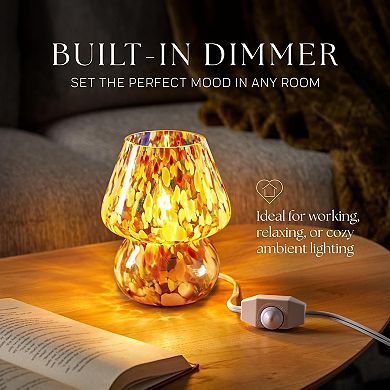Next Glow Mushroom Lamp Modern Colorful Glass LED Light with Dimmer for Bedroom & Desk Décor