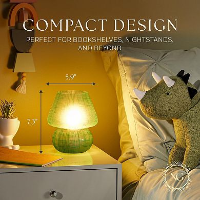 Next Glow Mushroom Lamp - Green Retro Funky Aesthetic LED Table Lamp, Modern Dimmable E26 Socket