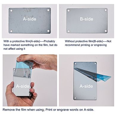 5Pcs Stainless Steel Blank Tags, 80 x 50mm Rectangle Engraving Blanks Card with 4 Hole