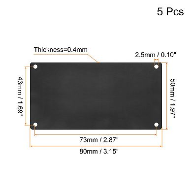 5Pcs Stainless Steel Blank Tags, 80 x 50mm Rectangle Engraving Blanks Card with 4 Hole
