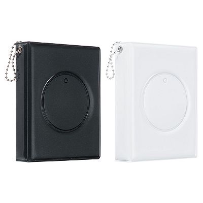 Unique Bargains Material Hard Shell Key Chain Photocard Binder Album 4.3"x3.3" 2 Pcs Black & White