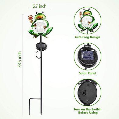 Solar Frog Garden Lights,Decorative Outdoor Stake Lights with Auto On/Off for Pathway & Patio Decor