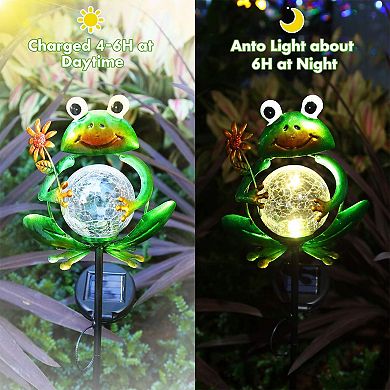 Solar Frog Garden Lights,Decorative Outdoor Stake Lights with Auto On/Off for Pathway & Patio Decor