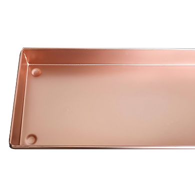 29 Inch Rectangular Metal Windowsill Planter Tray, Trim Edges, Large, Copper