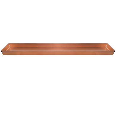 29 Inch Rectangular Metal Windowsill Planter Tray, Trim Edges, Large, Copper
