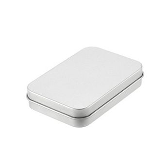 Metal Tin Box Containers, 3.43"x2.36"x0.71" Portable Rectangular Empty Hinged Tins Box with Lid