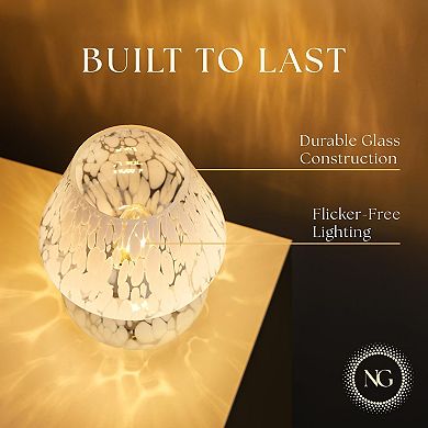 Next Glow Mushroom Lamp Dimmable LED Night Light with E26 Socket for Bedroom & Desk, Marbled White
