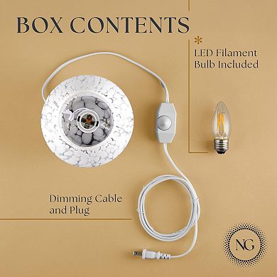 Next Glow Mushroom Lamp Dimmable LED Night Light with E26 Socket for Bedroom & Desk, Marbled White