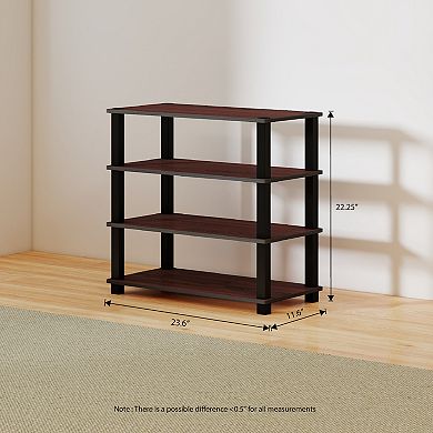 Furinno 4-Tier 23.6"W Wood & PVC Tubes Shoe Rack, Shoe Shelf Holds up to 12 Pairs for Enterway