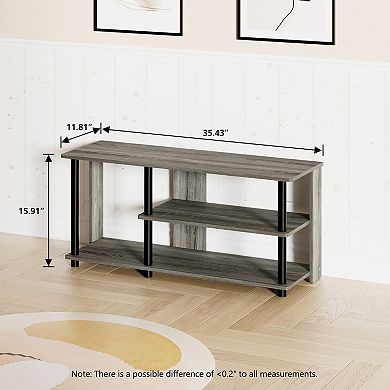 Furinno 3-Tier 35.2"W Wood & PVC Tubes Shoe Rack, Shoe Shelf Holds up to 8 Pairs for Enterway