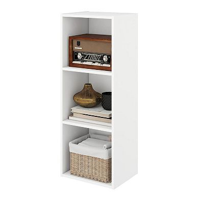 Furinno Luder 3-Tier Cube 31.5" Wood Bookcase, Small Bookshelf for Home Office & Bedroom, White