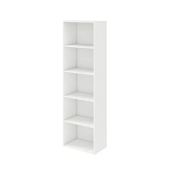 Furinno 5 tier 52" Engineered Wood Bookcase, Storage Bookshelf for Study Office, White