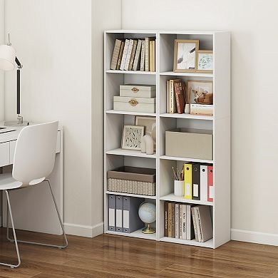 Furinno 5-Tier 52" Engineered Wood Bookcase, Storage Bookshelf for Study Office, White