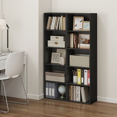 Furinno 5-Tier 52" Engineered Wood Bookcase, Storage Bookshelf for Study Office, Black