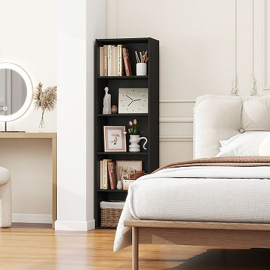 Furinno 5-Tier 52" Engineered Wood Bookcase, Storage Bookshelf for Study Office, Black