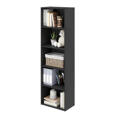 Furinno 5-Tier 52" Engineered Wood Bookcase, Storage Bookshelf for Study Office, Black