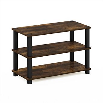 Furinno 3 tier 23.6"W Wood & PVC Tubes Shoe Rack, Shoe Shelf Holds up to 9 Pairs for Enterway