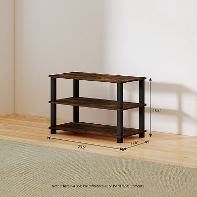 Furinno 3-Tier 23.6"W Wood & PVC Tubes Shoe Rack, Shoe Shelf Holds up to 9 Pairs for Enterway