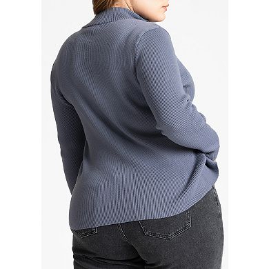 ELOQUII Women's Plus Size Two Way Zipper Sweater