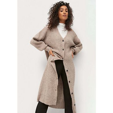 ellos Plus Size Stretch Button Front Duster Cardigan Sweater